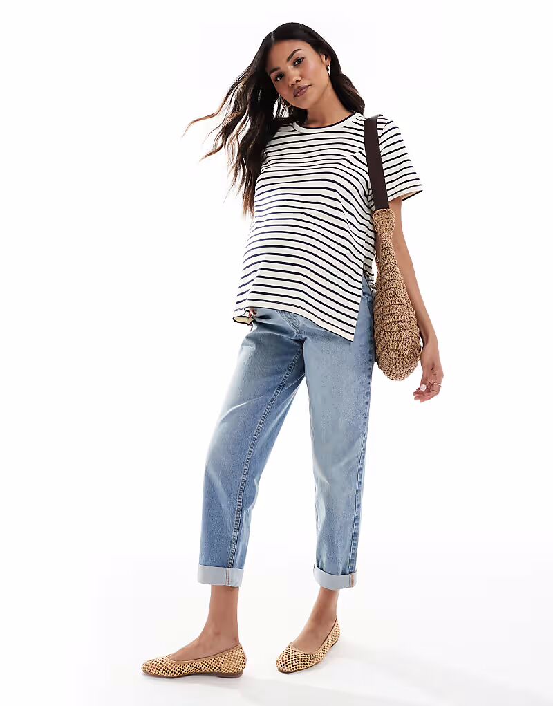 

ASOS DESIGN Maternity свободные джинсы mom с высокой посадкой в ​​бледном цвете ASOS Maternity