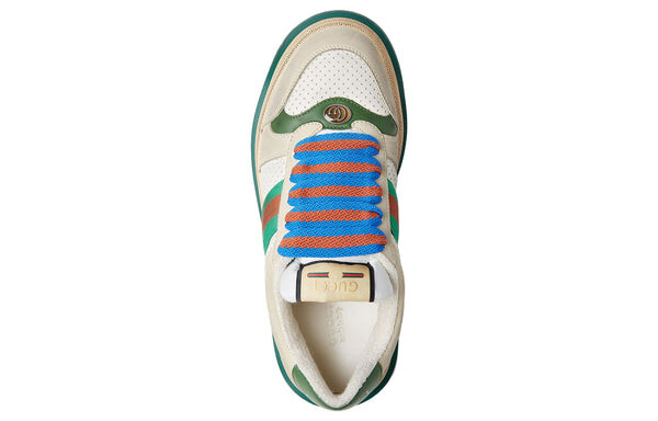 Кроссовки screener gg leather sneakers 'beige green red' Gucci, бежевый — фото 4