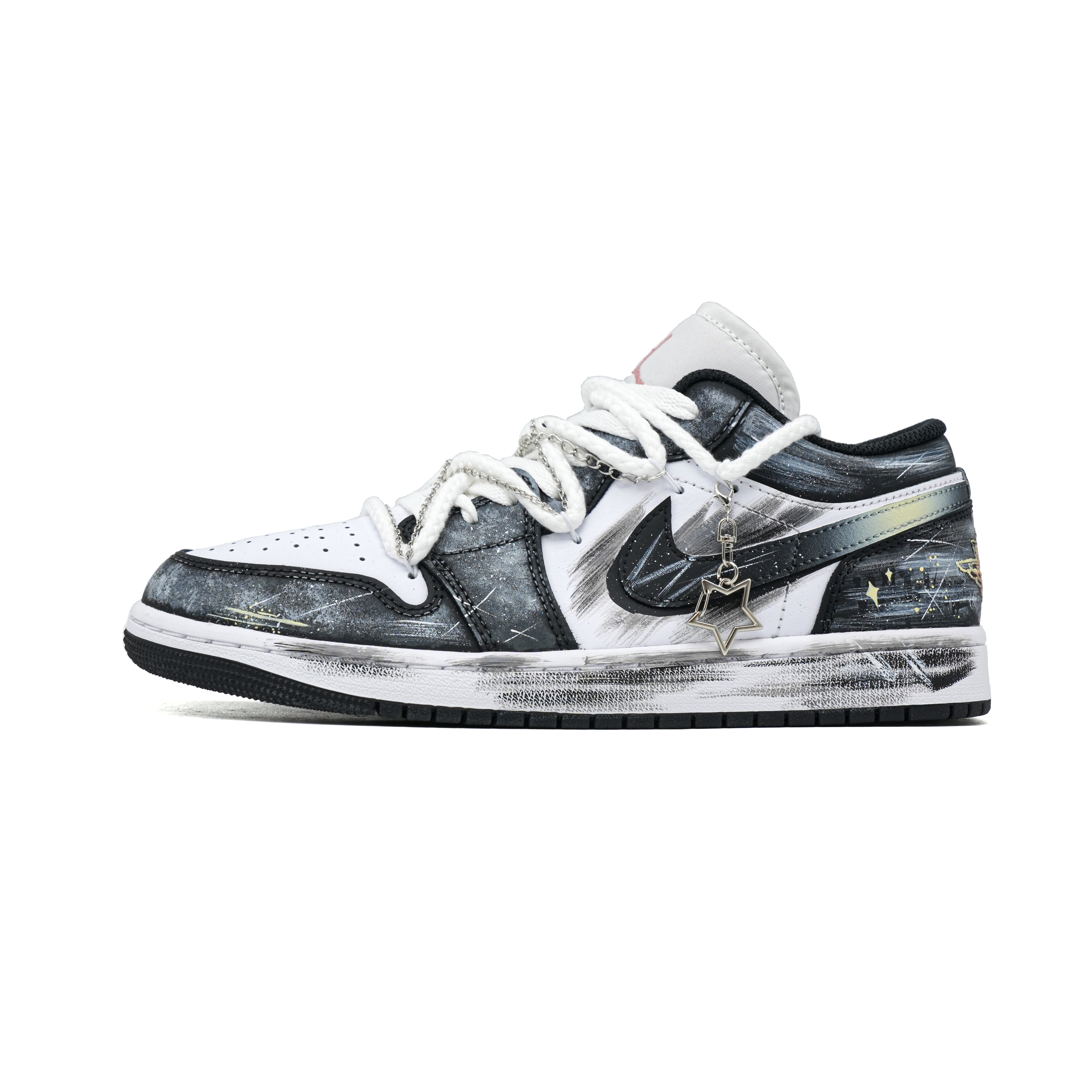

Jordan Баскетбольные кроссовки Air 1 Mystic Realm Coverage Cushioning Low Top Vintage, мужские, черно-белые
