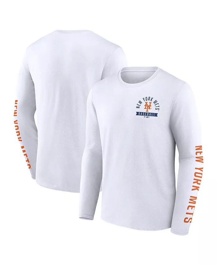 

Мужская белая футболка с длинным рукавом New York Mets Press Box Fanatics