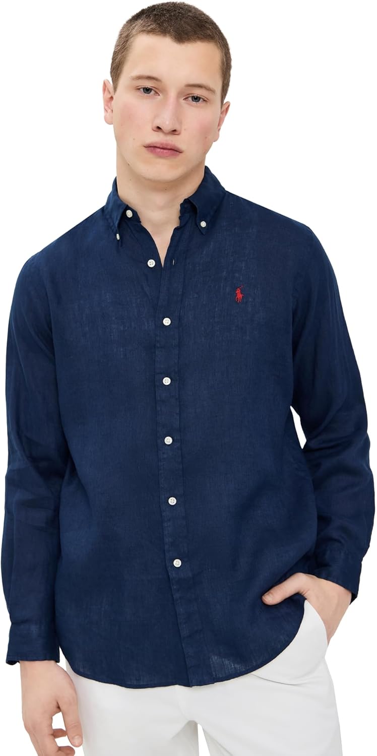 

POLO RALPH LAUREN Мужская длинная льняная рубашка, Newport Navy