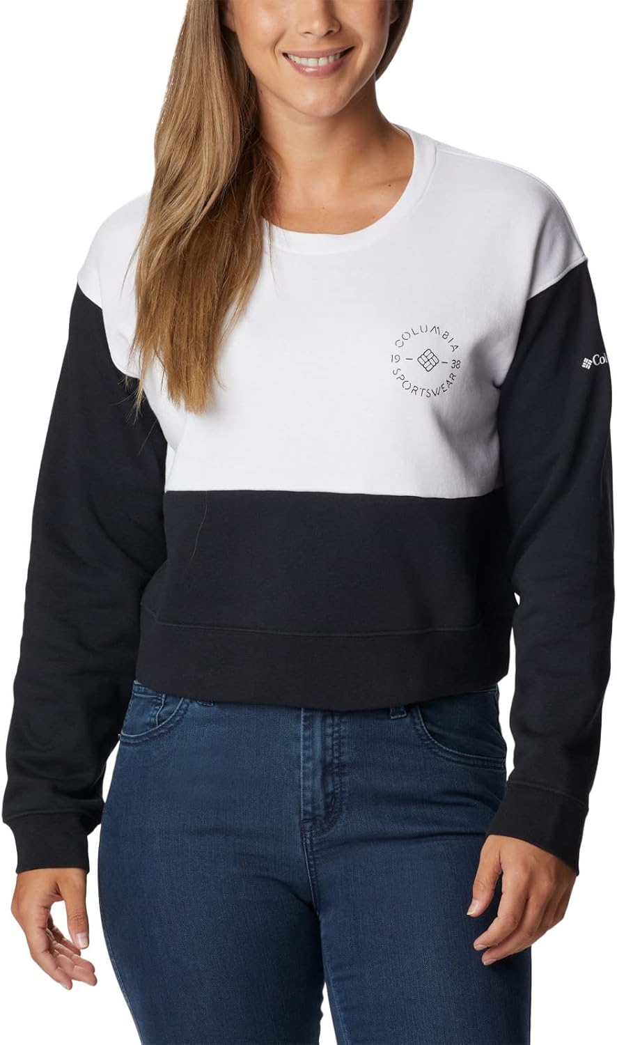 

Толстовка Columbia Women's Trek Colorblock Crew, Black/White/Stamp Stencil