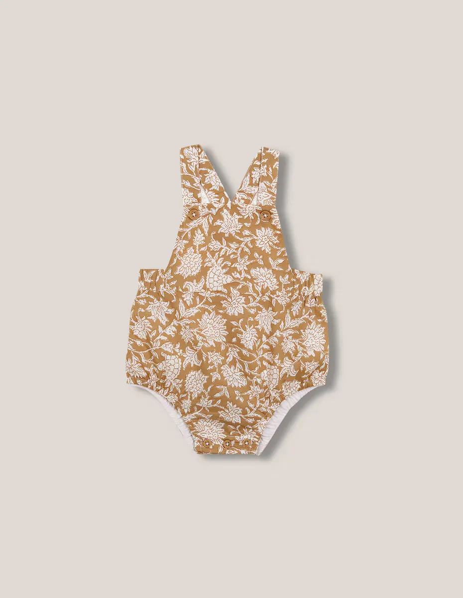 

Детский комбинезон с принтом индийских цветов и перекрещенными бретелями Gocco, жёлтый