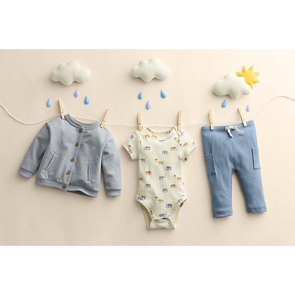 Детский комплект из 3 предметов: бомбер, штаны и боди Little Co. By Lauren Conrad, Beige Smile Print — фото 3