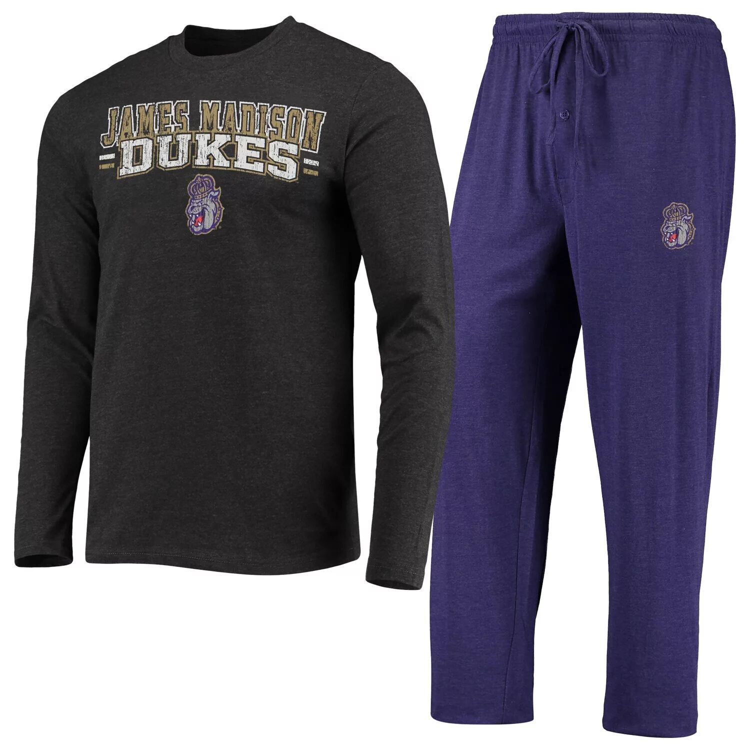 

Мужская футболка Concepts Sport фиолетового цвета/темно-серого цвета James Madison Dukes Meter, футболка с длинными рукавами и брюки, комплект для сна