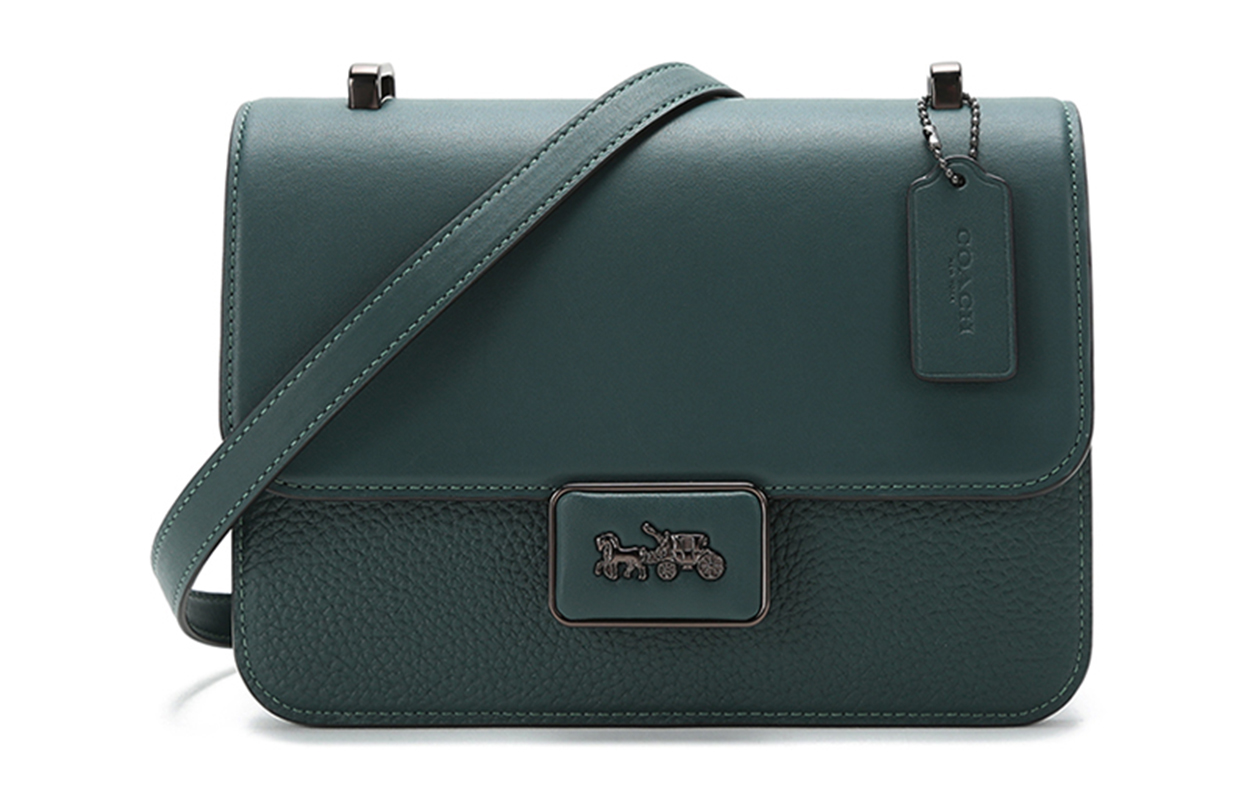 

COACH Кожаная сумка-мессенджер Alie, маленькая квадратная сумка, женская сумка через плечо Forest Green