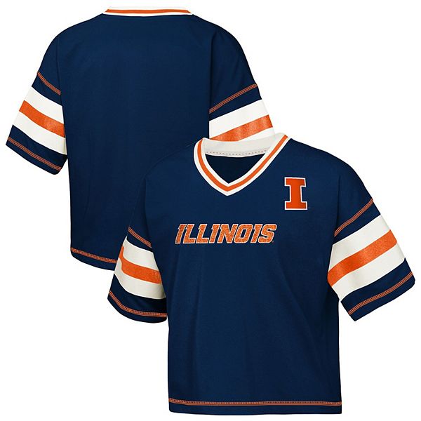 Детская футболка с v-образным вырезом Illinois Fighting Illini Grid Iron в темно-синем цвете Outerstuff — фото 2