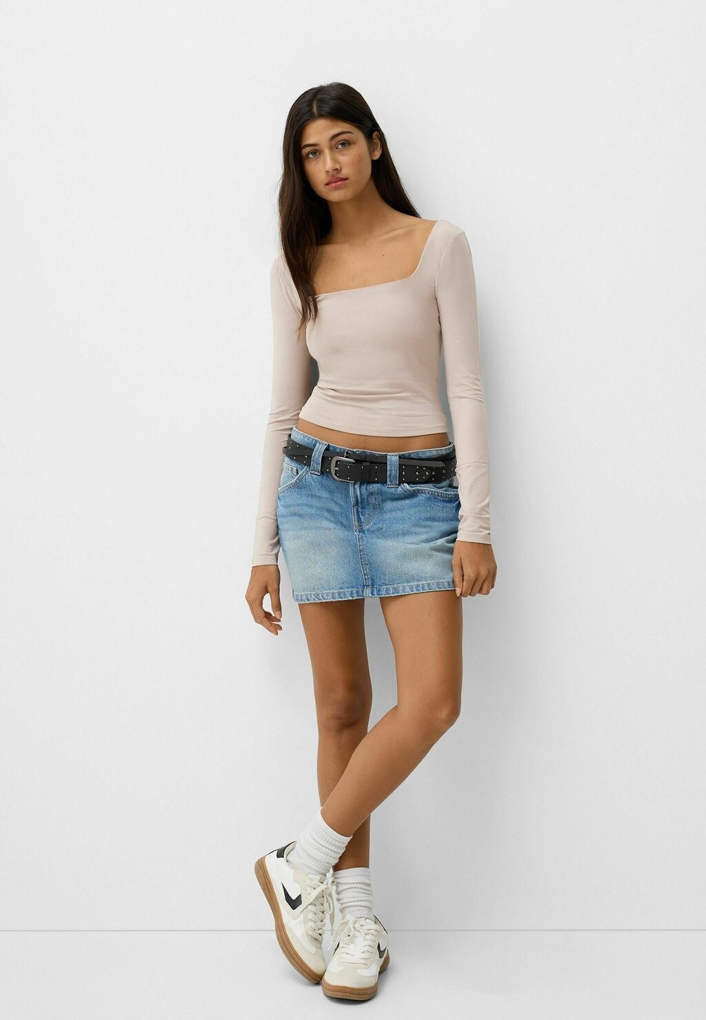 

Топ с длинными рукавами LONG SLEEVE Bershka, цвет Stone
