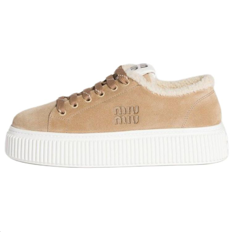 MIU MIU Женские лоу-топ скейтерские кроссовки light brown