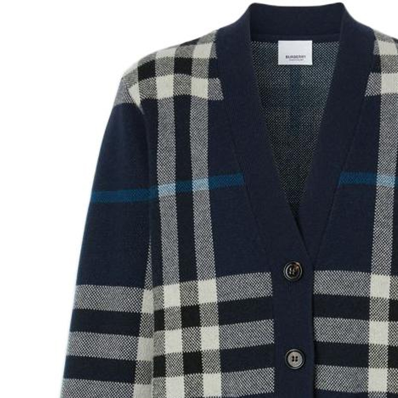 Кардиган Джерси Burberry, оверсайз, темно-угольно-синий — фото 4