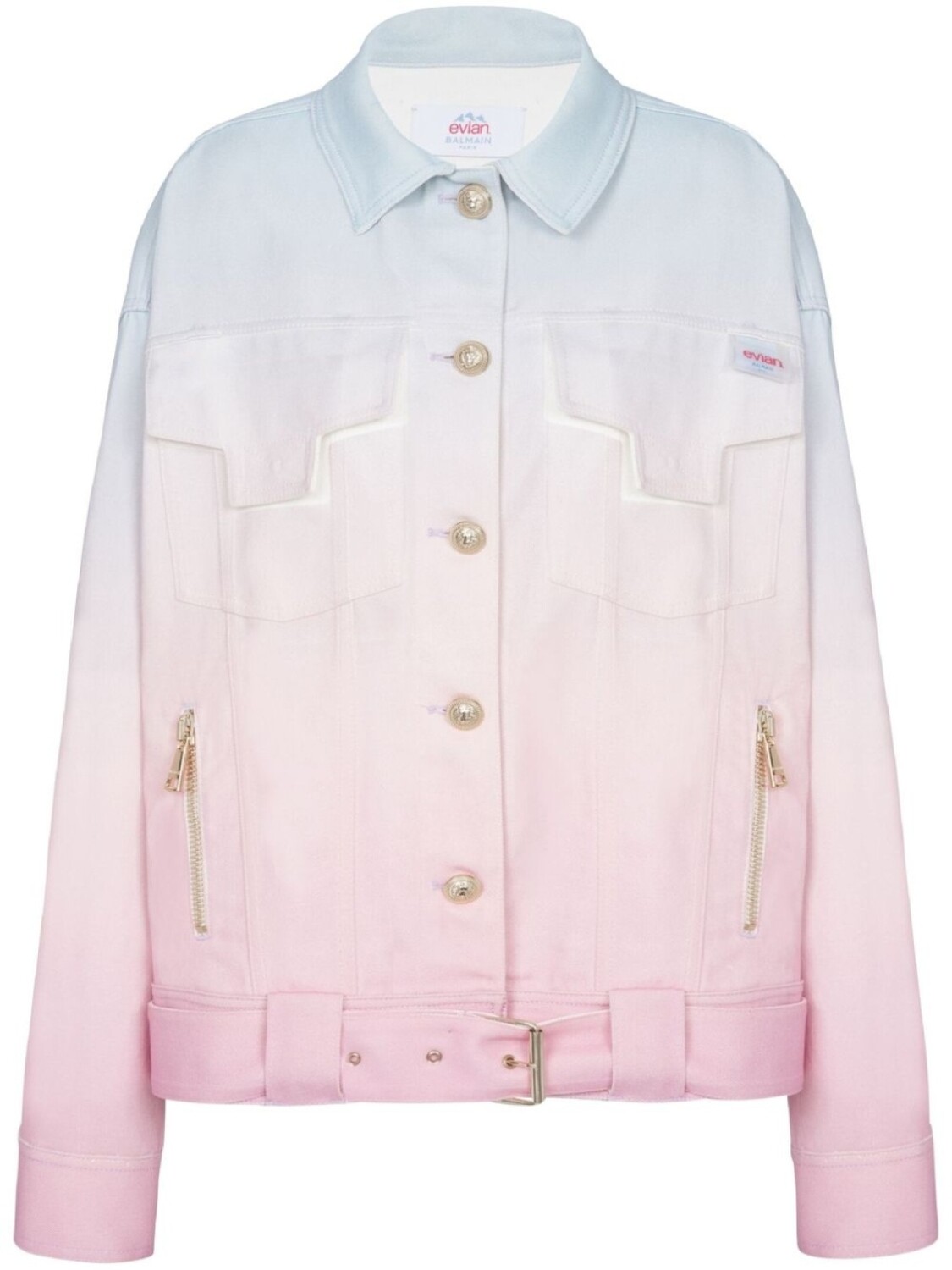 

Balmain джинсовая куртка из коллаборации с Evian, белый