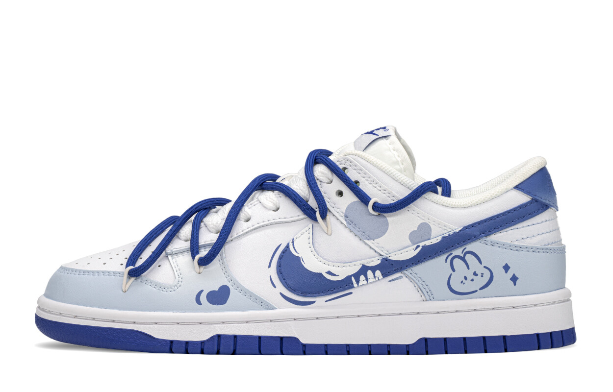 

Кроссовки Nike Dunk Skateboarding Shoes Women's Low-top White/blue, синий/белый