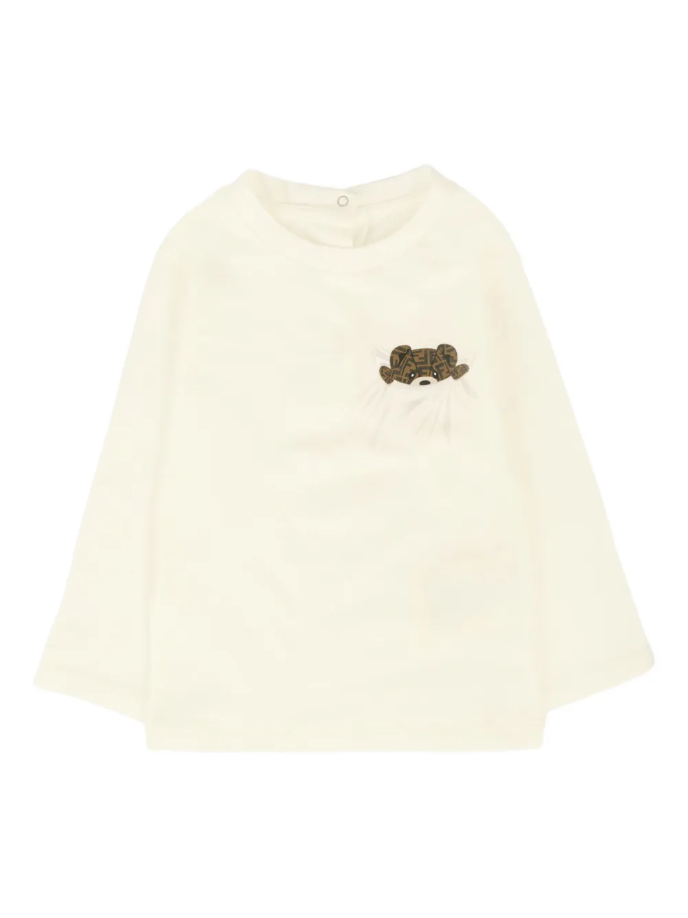 

Футболка с длинными рукавами и аппликацией в виде медведя FENDI KIDS, белый