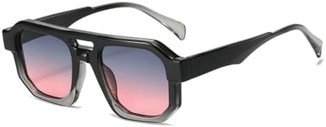 

Солнцезащитные очки с двойной перемычкой 2027 года для женщин, градиентные, модные, с прозрачными линзами, в стиле ретро-панк, солнцезащитные очки UV400, черные и серые MTZJH, One Color