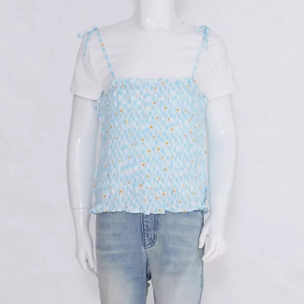 

Комплект из двух предметов: топ со сборками и футболка с короткими рукавами для девочек 7–16 лет Mini Society, синий