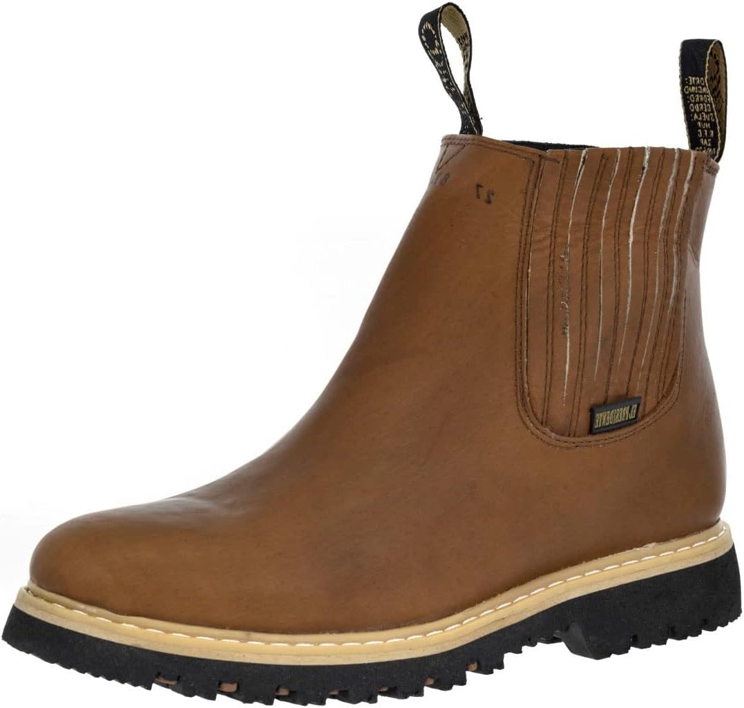 

Ботинки для работы El Presidente Mens 100TR из загнутой кожи, противоскользящие, с эластичной вставкой и мягким носком, Tan