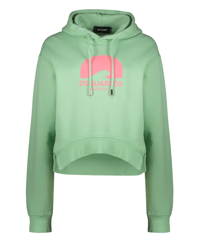 

Худи из ребристого хлопка с боковыми разрезами. Dsquared2, зеленый