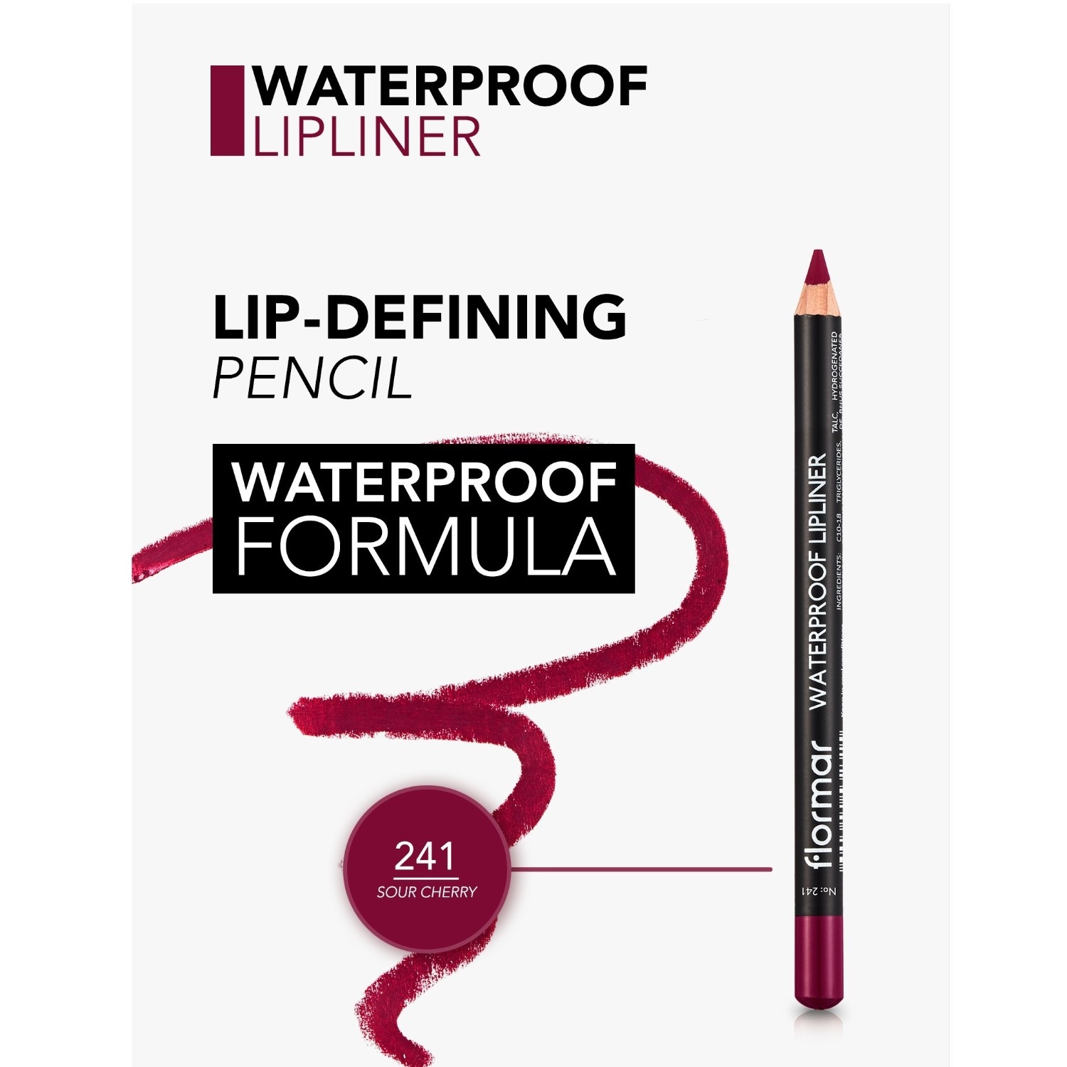 Карандаш для губ waterproof lipliner 246 rosebush Flormar, nr. 241 - sour cherry, вес 1.14 гр. — фото 4