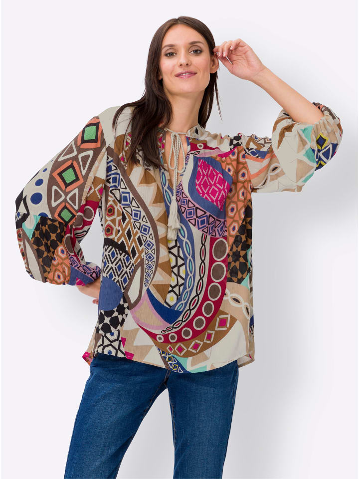 

Блузка с принтом цвета шампанского и королевского синего Heine