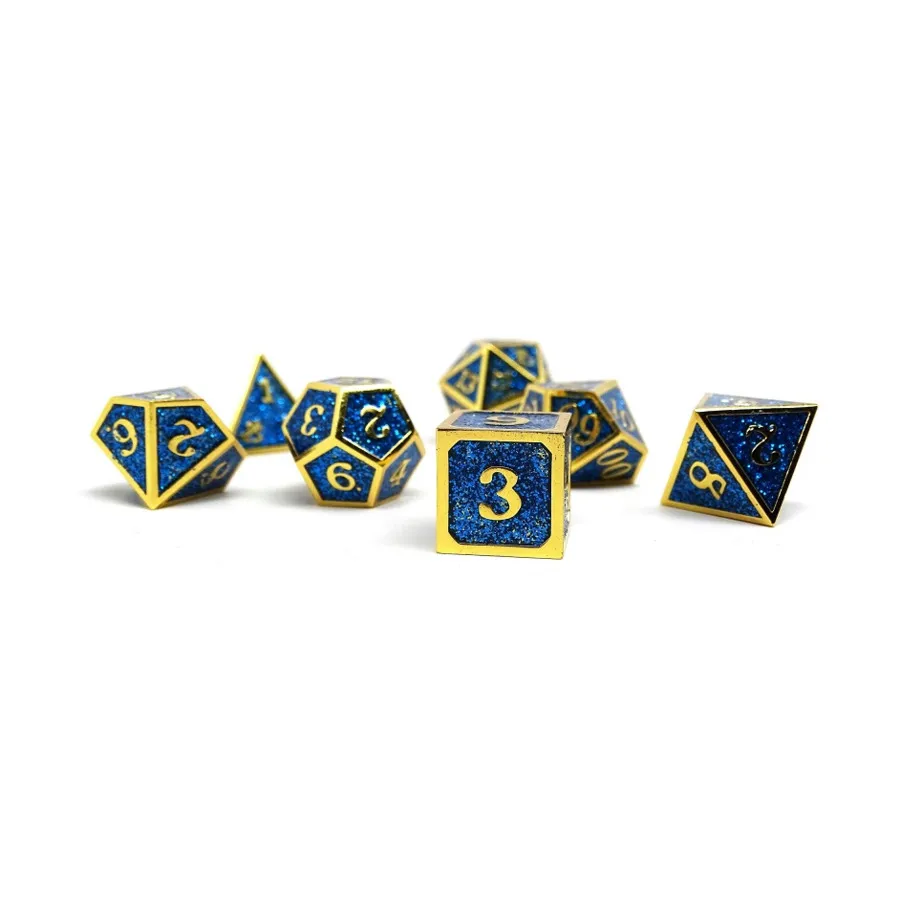 

Героический кубик металлического блеска — синий с золотом (7), Dice - Metal 7 Piece Poly Sets (Easy Roller Dice)