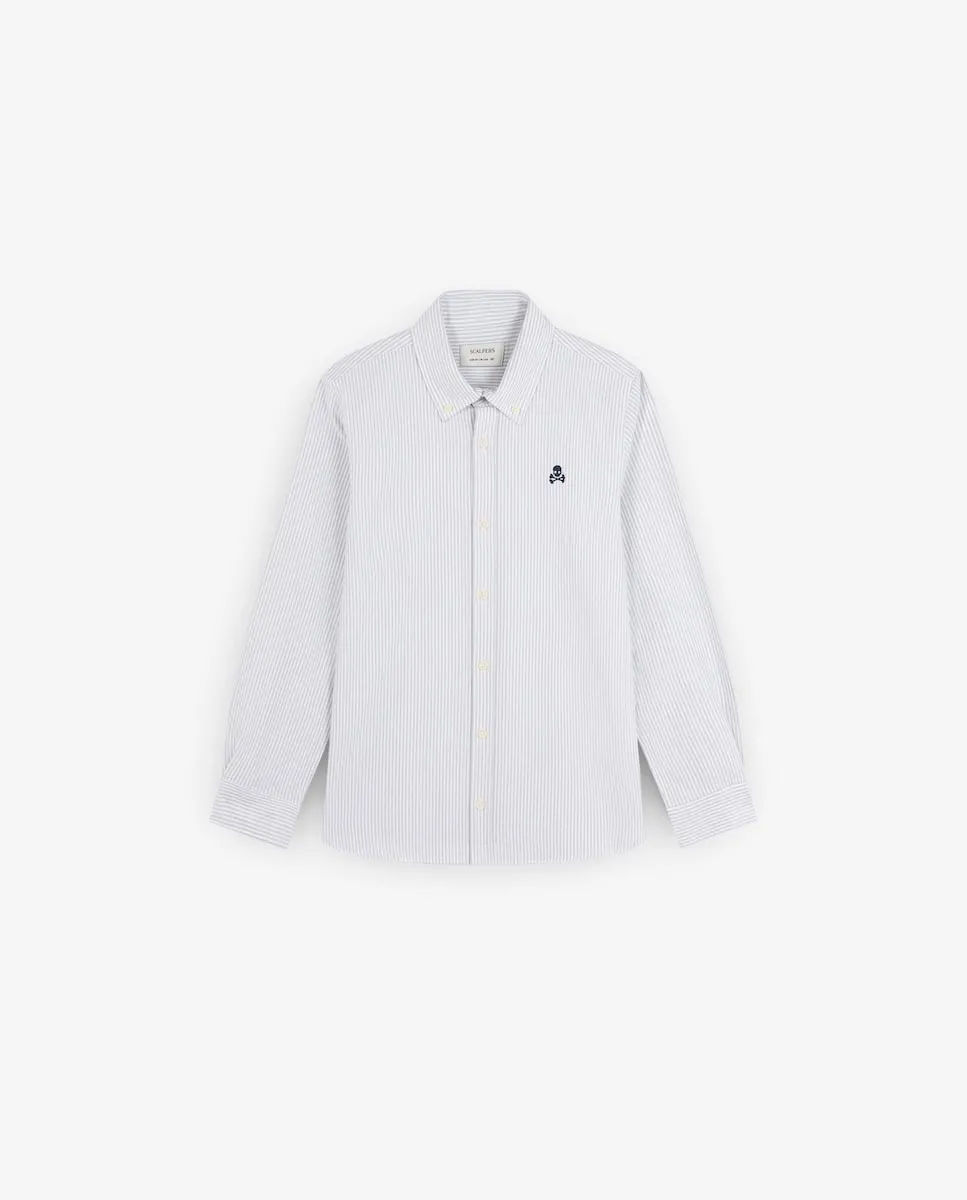 

Рубашка для мальчика в полоску, стандартного кроя Scalpers, хаки