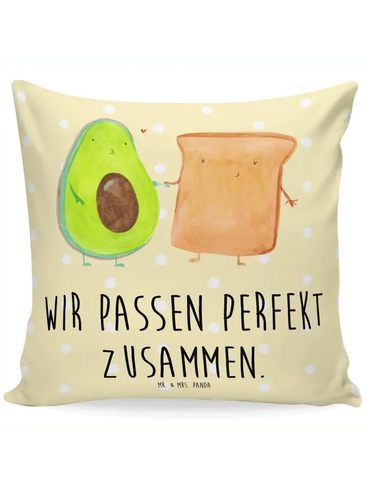

Подушка Mr & Mrs Panda 40x40 Avocado Toast, пастельно-желтый