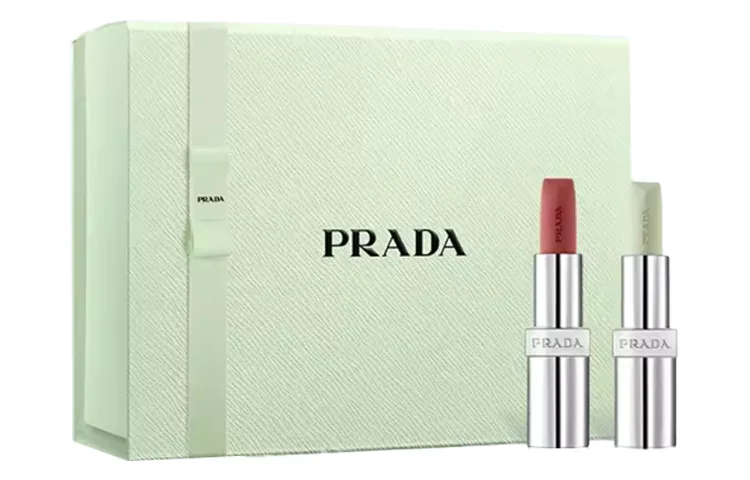 PRADA Набор помад Double Lipstick Box Limited Edition, легко наносится, натуральный, стойкий, B107 Naked Brown+U000 Lip Balm