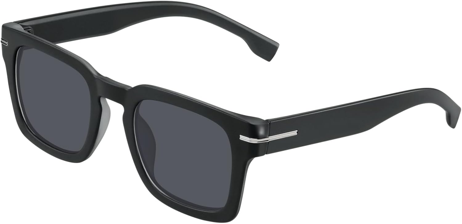 

Женские солнцезащитные очки матово-черного цвета, классическая ретро-квадратная оправа, модные солнцезащитные очки с защитой от УФ-излучения Foliful, A02-matte Black/Grey