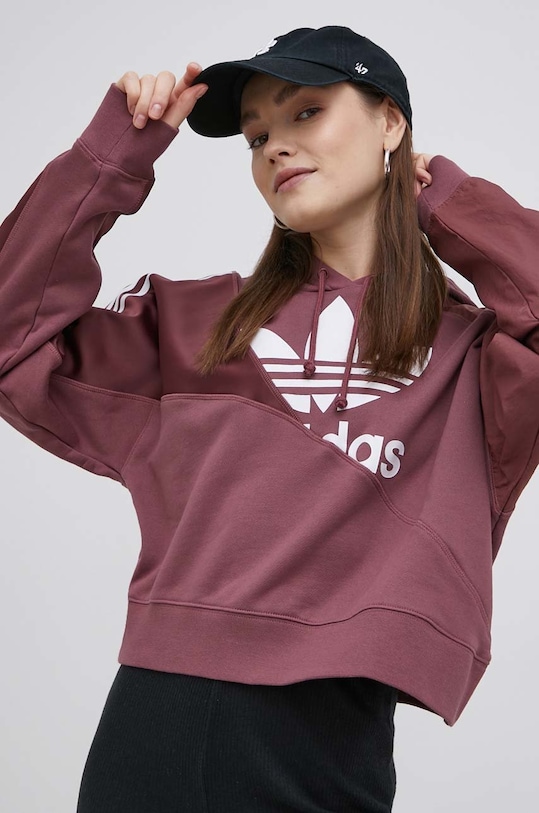 Хлопковая толстовка split trefoil hc7035 Adidas Originals, бордовый — фото 3