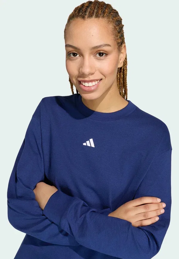 Футболка с длинным рукавом Adidas Sportswear 3 Stripes Studio Boyfriend Longsleeve Tee, темно-синий — фото 3