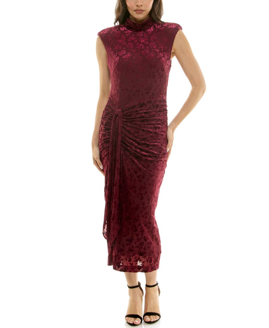 

Женское миди-платье с присборенным воротником-стойкой Taylor, Claret