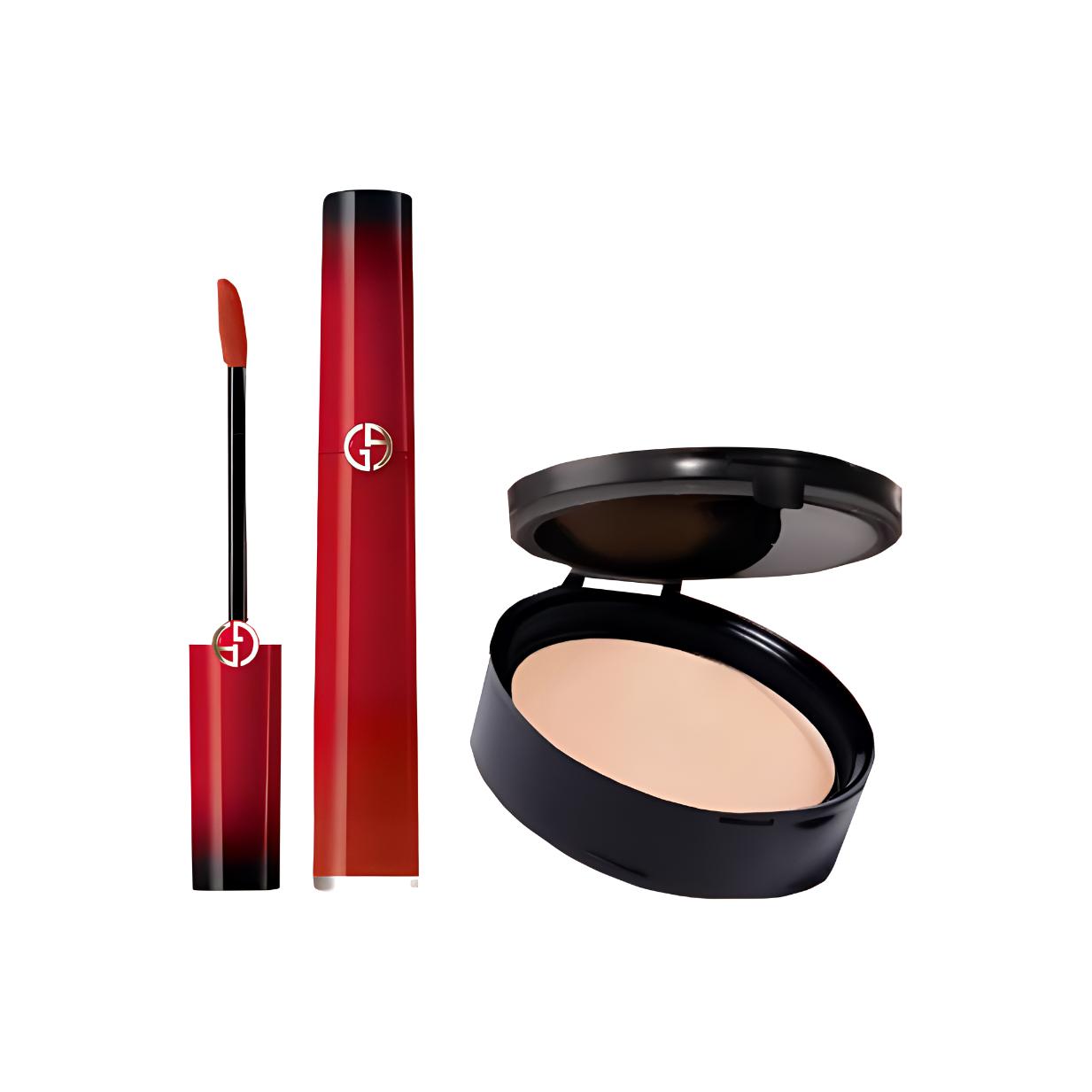GIORGIO ARMANI AMANI Limited Edition красная жидкая помада набор для макияжа легко растушевывается 6,5 мл+15 г — фото 2