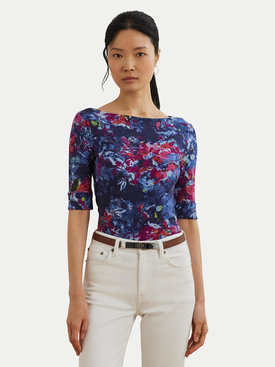 

Блузка slim fit 200971065001 Lauren Ralph Lauren, синий