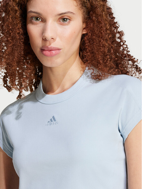 Футболка slim fit Lounge IY6744 Adidas, голубой — фото 4