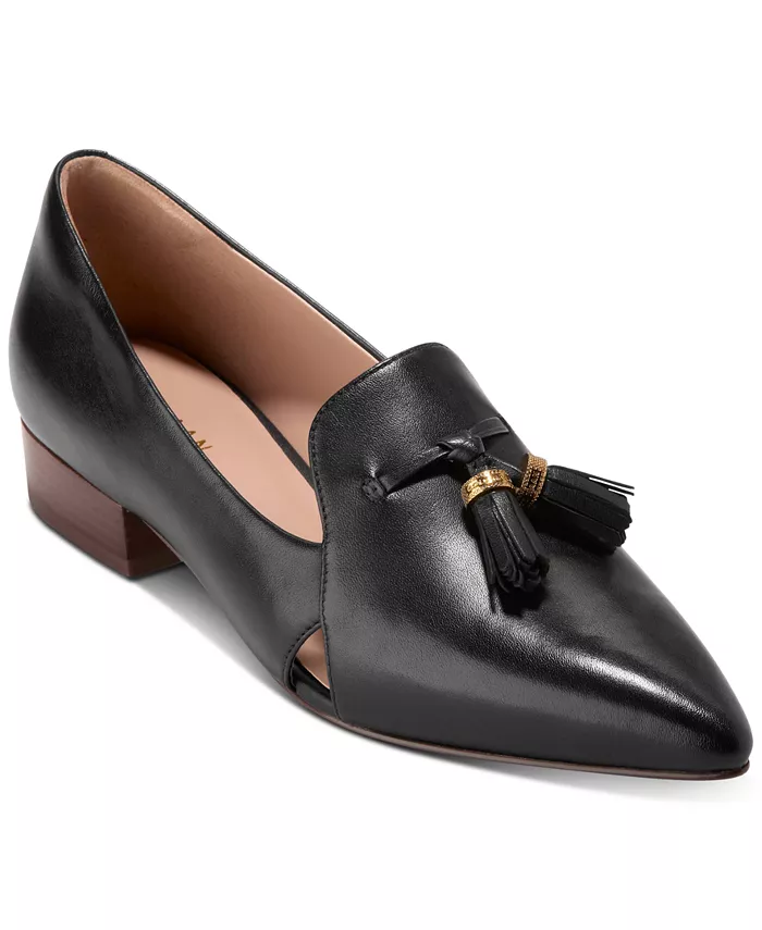 Женские туфли Vanya на блочном каблуке с кисточками Cole Haan, черный