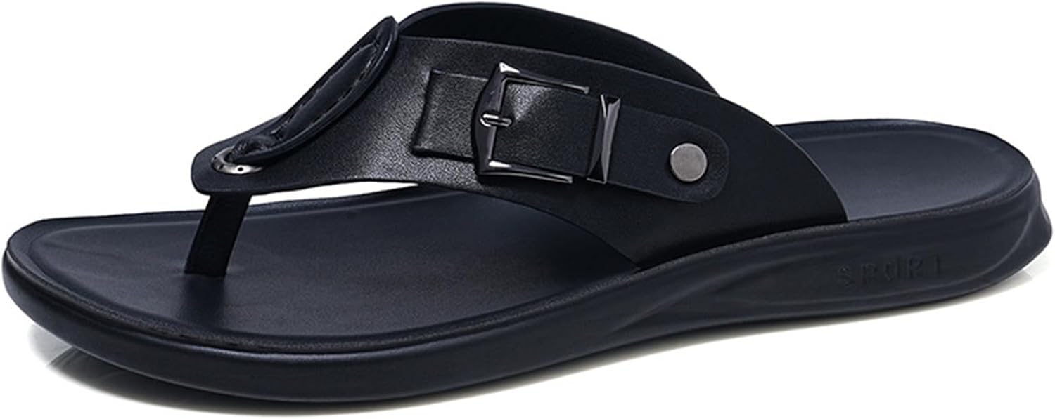 

Мужские повседневные шлепанцы из кожи с открытым носком, удобные тапочки, летние сандалии-слипоны для мужчин Abborora, черный