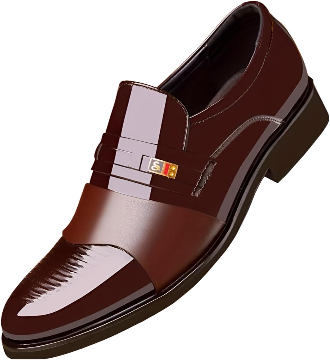 

Мужские лакированные туфли Santimon без шнурков, классические офисные деловые лоферы, коричневый