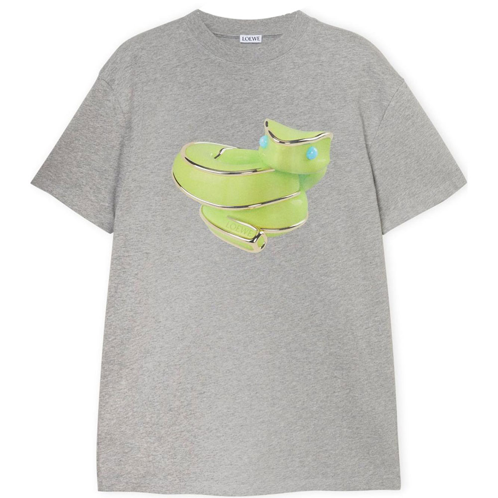 

LOEWE Футболка мужская серая с круглым вырезом умеренно прямого кроя