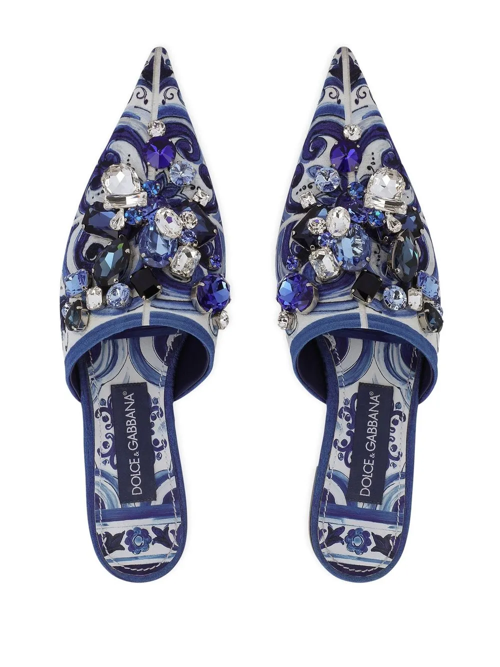 Мюли с принтом Majolica DOLCE & GABBANA, синий — фото 4