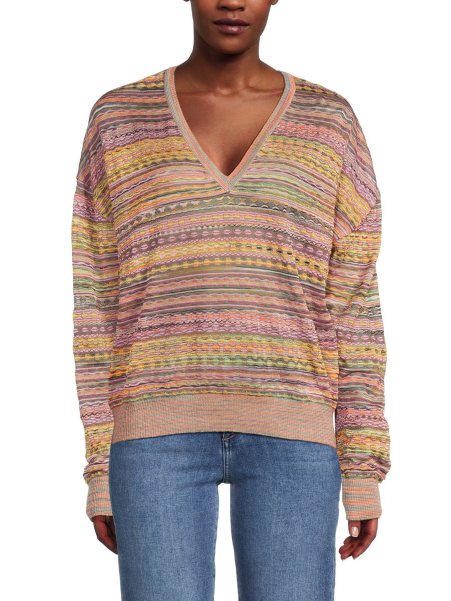 

Вязаный свитер со спущенным плечом M Missoni, цвет Beige Multi