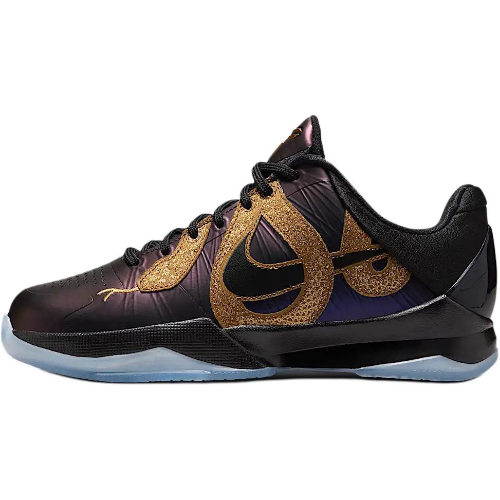 

Nike Детские баскетбольные кроссовки Kobe 5 с противоскользящим покрытием, устойчивые к износу, высокие, фиолетовые, черные, золотые