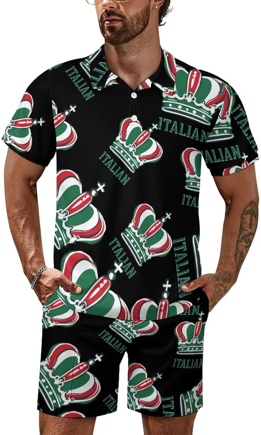 Мужской спортивный костюм с флагом Италии, Generic, 2 предмета, Style