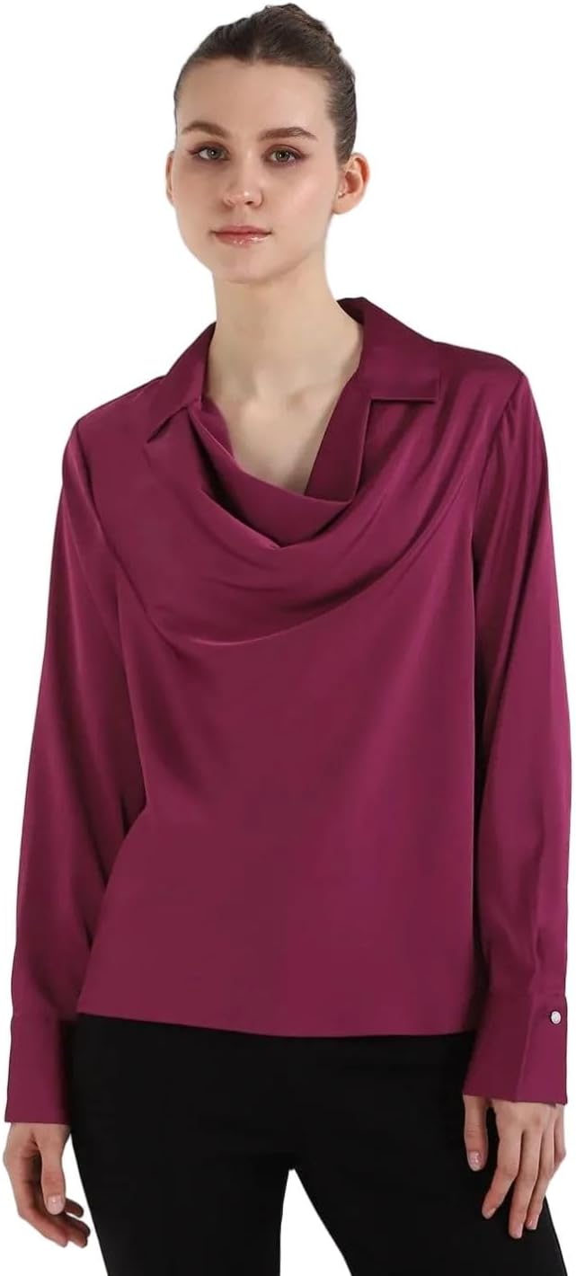 

Женская блузка Calvin Klein Jeans с длинным рукавом и драпированным воротником, Mulberry