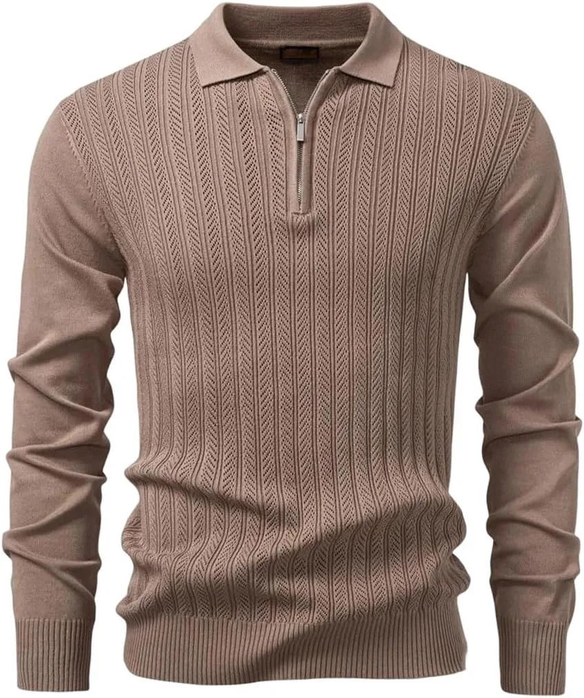 Мужской свитер с длинным рукавом и застежкой-молнией, slim fit, для осени и зимы