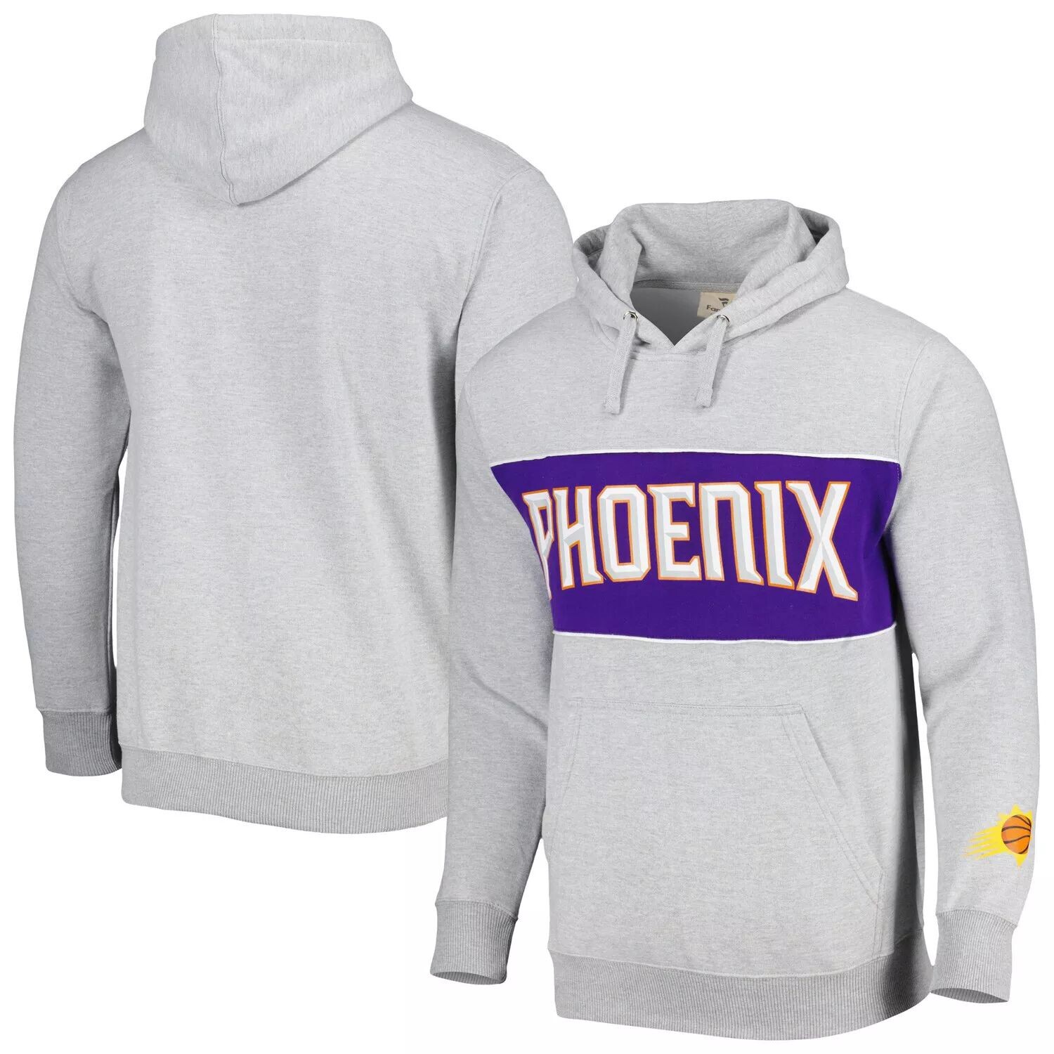 

Мужской пуловер с капюшоном цвета френч-терри с надписью Heather Grey Phoenix Suns Fanatics