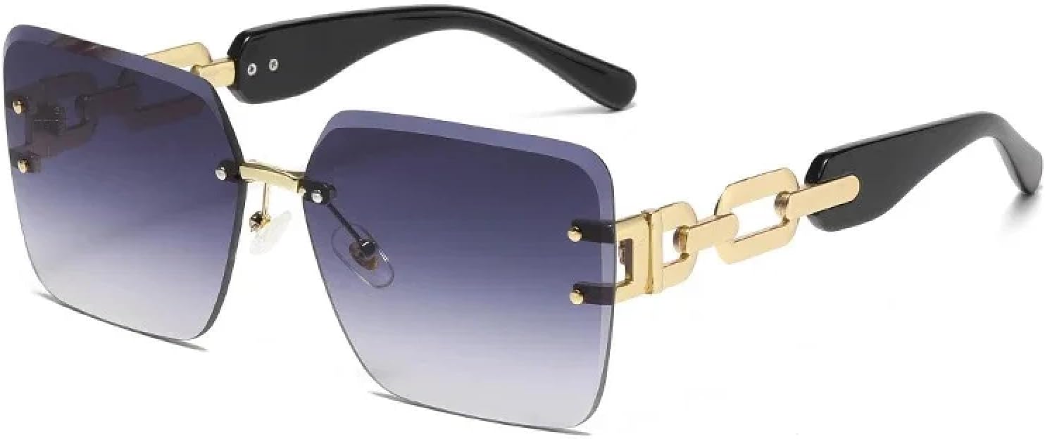 

Солнцезащитные очки с защитой от УФ-излучения UV400 | Безободковые панк-очки с крупной металлической оправой | Для женщин и мужчин, для занятий спортом на открытом воздухе и вождения DSVIGF, Gray