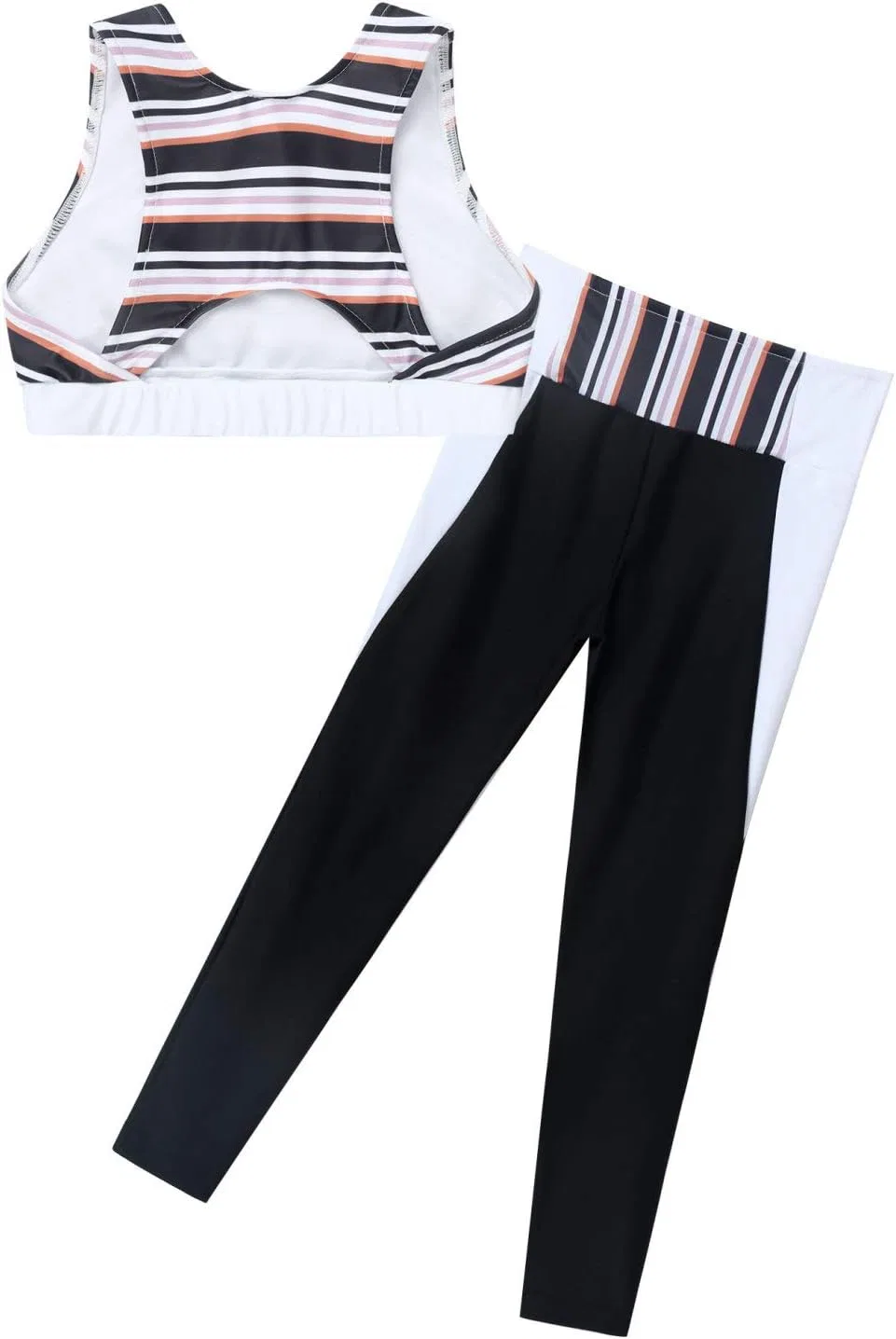 Детский спортивный комплект Mufeng, полный леггинс и топ, Stripes Black — фото 4