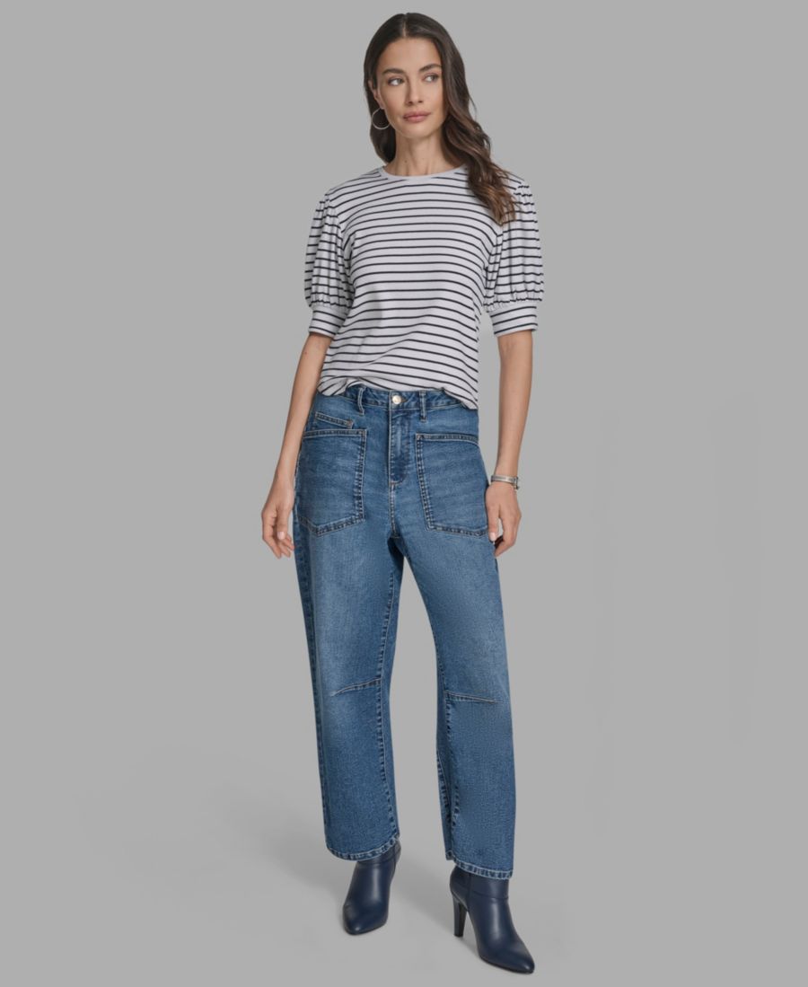 

Женские джинсы прямого кроя с накладными карманами по коленному шву BCBG, Authentic