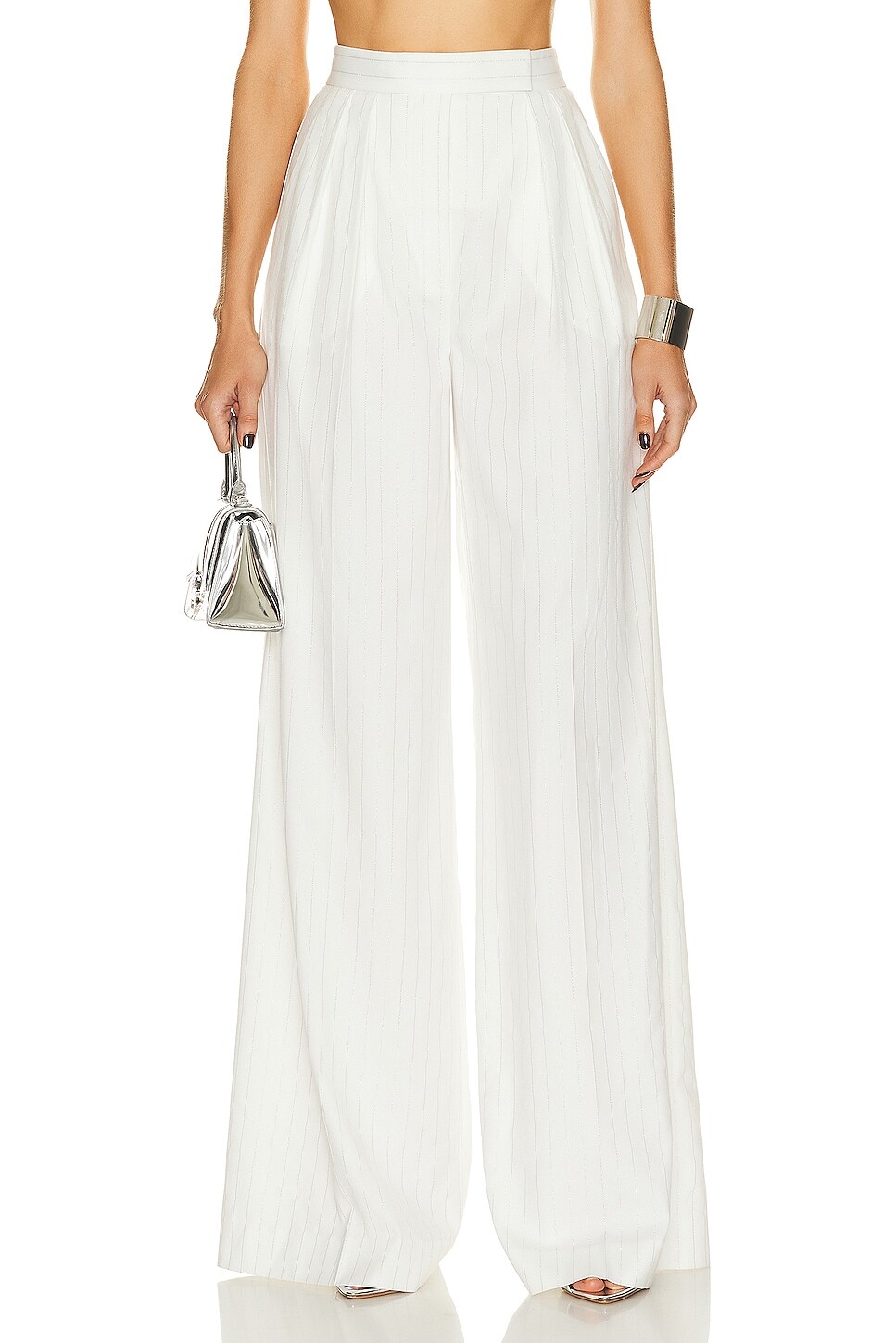 

Брюки Alex Perry Pinstripe Pleat Wide Leg Trouser, белый