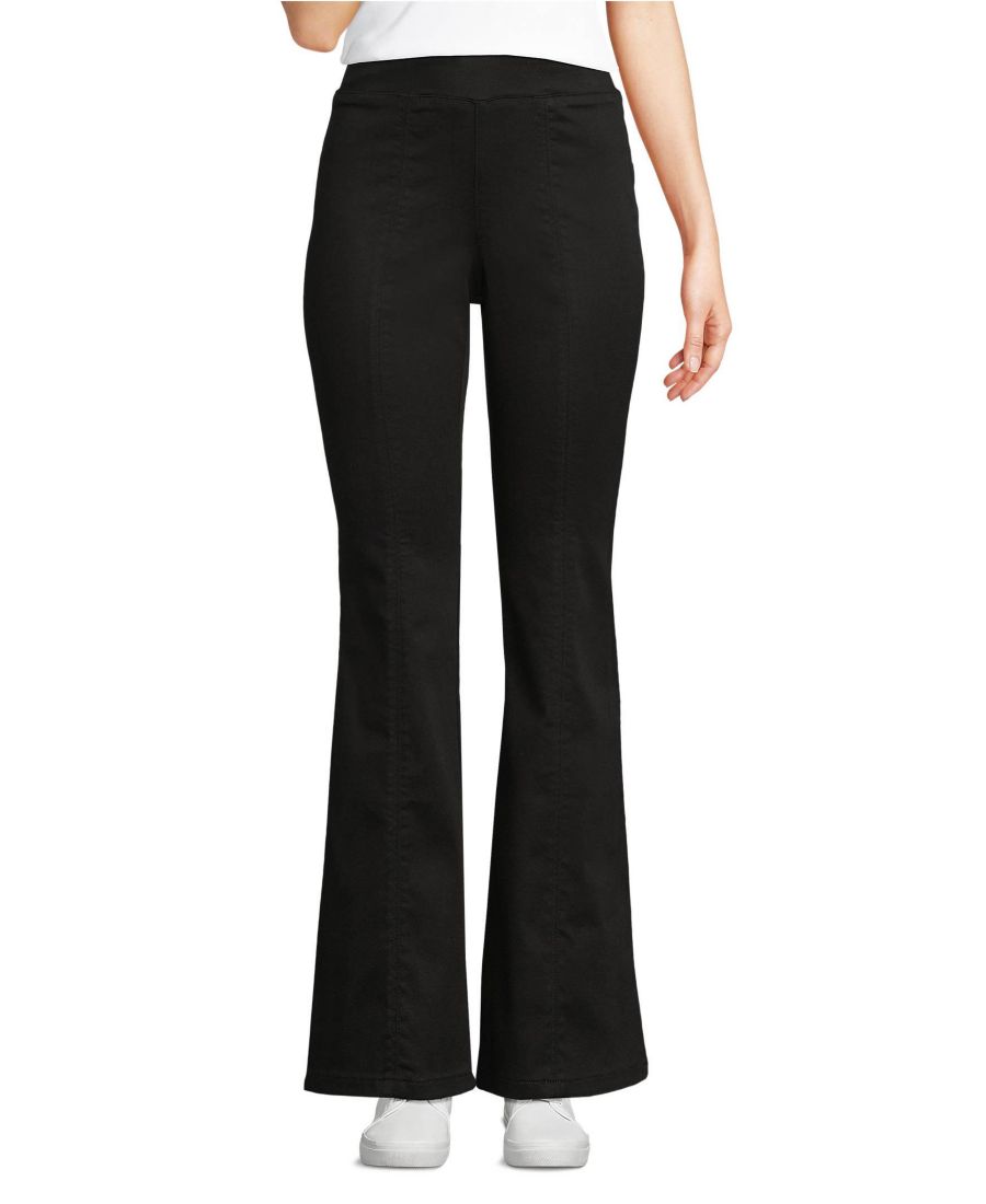 

Женские джинсы-клеш с высокой посадкой и адаптивной лайкрой Lands' End, Black